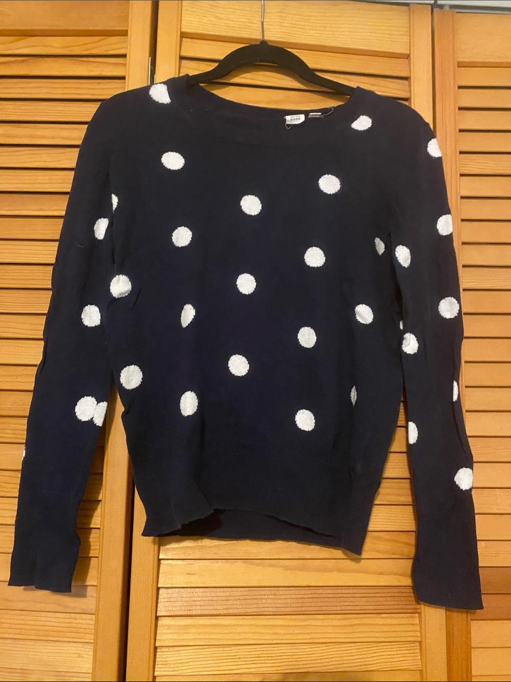 GAP Navy Crewneck Sweater with White Polka Dots in Size Extra Small